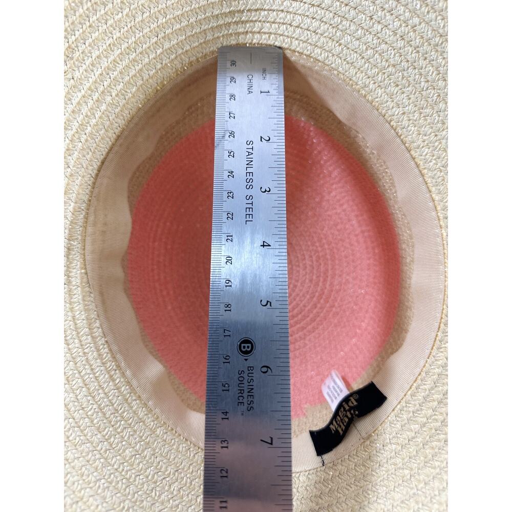Magid Sun Hat Womens OSFA 100% Paper Wide Brim Floppy Boho Pink Top - Picture 9 of 11